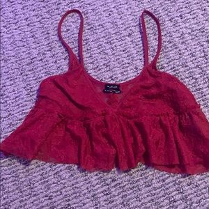 urban outfitters red lace top